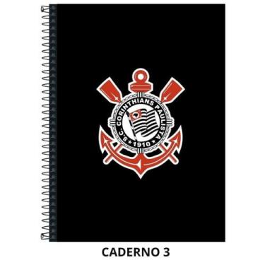 Imagem de Caderno corinthians capa dura - 1 matéria - 80 folhas - grande - Janda
