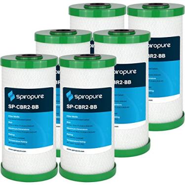 Imagem de SpiroPure Cartucho de filtro de água de carbono de reposição para CBC-BB 155170-43 FloPlus-10BB 455905-43 SMCB-4510 10x4.5 0,5 Micron NSF (pacote com 6)