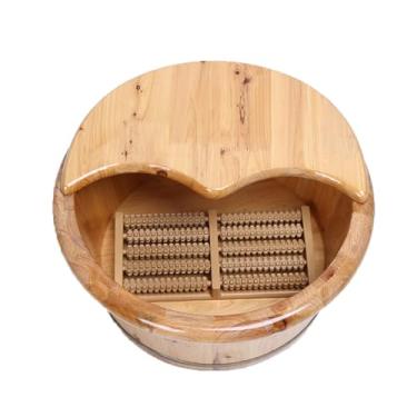 Imagem de Bacia de madeira com tampa spa sauna pedicure balde para pés com massagem para imersão calmante e massagens relaxantes