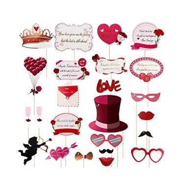 Imagem de 24 PCS Acessórios para Cabine de Fotos Casamento Decorações Chá Noiva Estação Selfie Jogo Festa Papel Reutilizável e Resistente