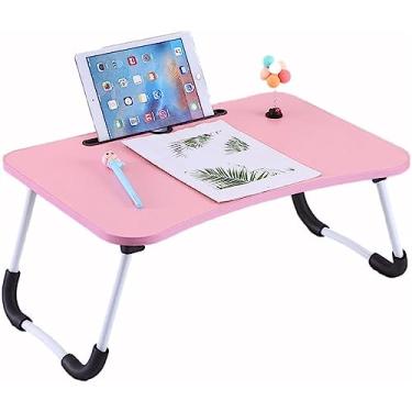 Imagem de Mesa de colo dobrável para tablet multifuncional com bandeja de café da manhã para comer, notebook, leitura, escrita na cama, sofá (rosa)