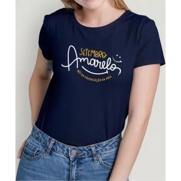 Imagem de Camiseta Camisa Algodão Adulto Feminina Masculina Setembro Amarelo Pre