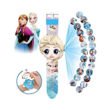 Imagem de Relógio De Projeção Infantil Disney Com Elsa Da Frozen E Homem-Aranha 