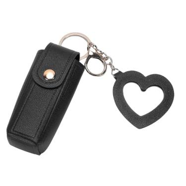 Imagem de Yosoo Estojo de Batom, Porta-chaves de Liga de Couro PU Premium Com Espelho Em Formato de Coração, para Bolsa de Viagem Feminina (BLACK)