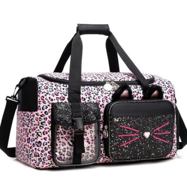 Imagem de Bolsa de viagem infantil para meninas, presente para adolescentes, ginástica, dança, para crianças, para dormir à noite, com compartimento de sapatos