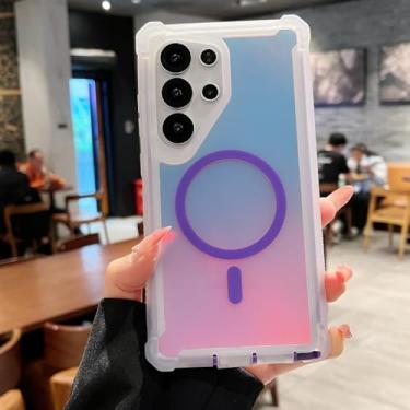 Imagem de HJZSZX Capa protetora anti-queda com proteção magnética e carregamento sem fio para Samsung A55 5G (roxa)