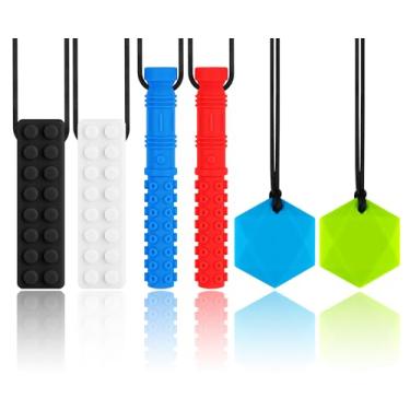 Imagem de Colares mastigáveis de silicone sensorial, auxílio motor oral para mastigar sensoriais para crianças com austim, TDAH, ansiedade ou necessidades especiais