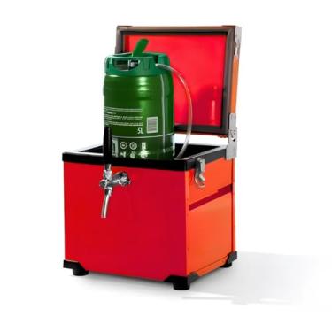 Imagem de Chopeira Portátil Com Torneira Italiana Catfer Para Mini Barril de Chopp 5 Litros Heineken Com Gelo (Vermelha)