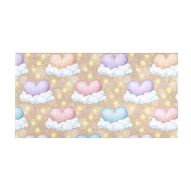 Imagem de Burbuja Tapete de corredor coração na nuvem de pelúcia antiderrapante tapete de cozinha suporte de borracha para corredor, quarto, sala de estar, decoração de entrada, lavável na máquina, 51 x 99 cm