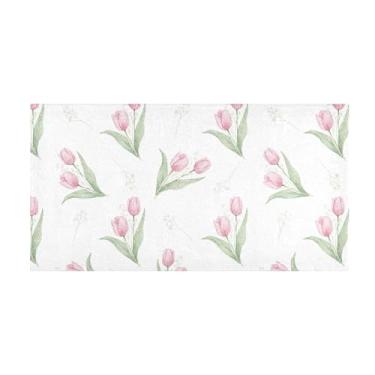 Imagem de Burbuja Tapete de corrida tulipas de pelúcia antiderrapante tapete de borracha para corredor, quarto, sala de estar, decoração de entrada, lavável na máquina, 51 x 99 cm