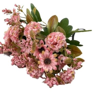 Imagem de Flores Artificiais de Crisântemo em Seda para Decoração de Bolo DIY, Buquê Artificial para Casamento, Festa e Casa (rosa 1 unidade)