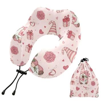 Imagem de Burbuja Almofada de pescoço de gnomos para viagem, almofada de viagem de espuma viscoelástica para dormir, suporte de cabeça de carro de avião, lavável na máquina e portátil
