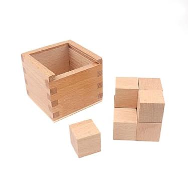 Imagem de HLS maoyi Cubos Madeira Montessori DIY, Pack Pequenos Blocos Madeira Branco Blocos Madeira Naturais para Artesanato Dados e Blocos Construção