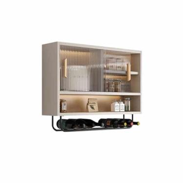 Imagem de Armário de cozinha montado na parede de liga de alumínio - Armazenamento de temperos de vidro, portas de metal para cima e para cima, ideal para banheiro, cozinha, quarto e organização de sala de