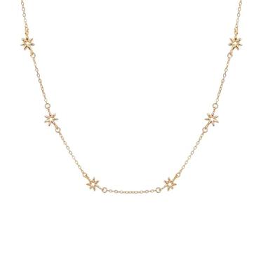 Imagem de Buyongwant Gargantilha feminina com pingente de flor Y2k irregular em formato de margarida, joia moderna, ouro