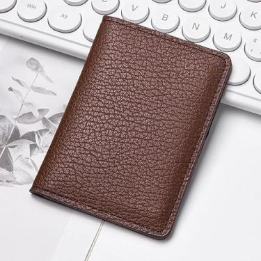 Imagem de Carteira masculina fina com bolso frontal – 6 compartimentos para cartão e 2 bolsos para licença, ultra fina de poliuretano de 0,5 cm, dobra dupla, 90 g, Café, Clássico