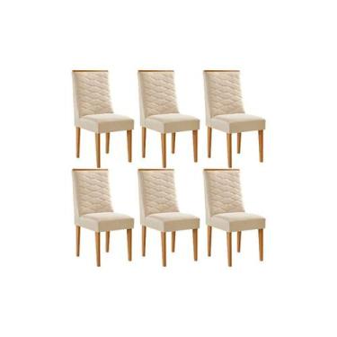 Imagem de Cadeira de Cozinha Maldivas Kit 6 Un Naturalle/Suede Creme - Rufato