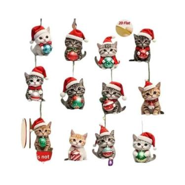 Imagem de 12 Peças De Decorações De Natal Para Árvore De Gatos, Placas Elegantes