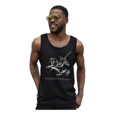 Imagem de Camiseta São Jorge Guerreiro Padroeiro Regata - BLACKCHIC, Preto, Bran