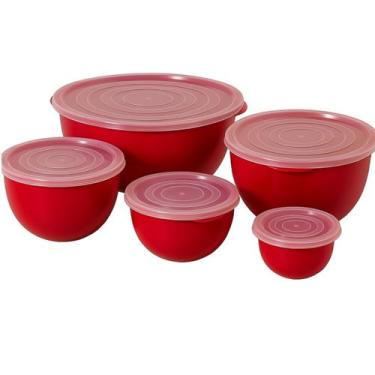 Imagem de Jogo De 5 Potes De Plasticos Redondo Com Tampa - taiwan collection, Ve