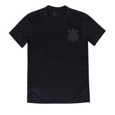 Imagem de Camiseta Infantil Corinthians Preta Fiel Escudo Preto, Tam 14