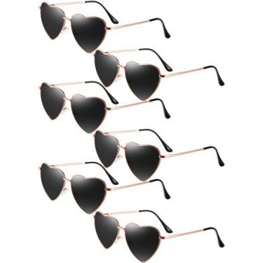 Imagem de Gafas de sol vintage multicolor con marco en forma de corazón para muj