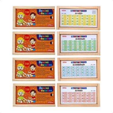 Imagem de Kit 4 Dominós Operações Matemáticas Jogo Domino Pedagógico Infantil Br