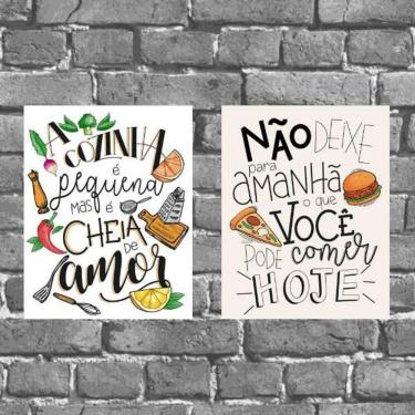 Imagem de Kit 2 Placas Decorativas Frase Cozinha 18X27Cm