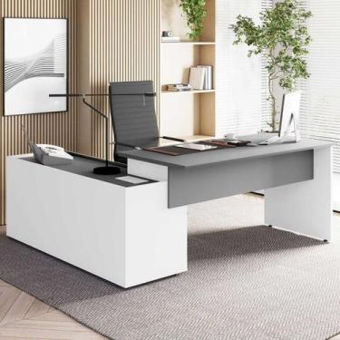 Imagem de Mesa Diretor X com Armário Caixa de Tomadas e 3 Gavetas 200cm Tampo Ca