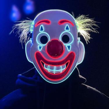 Imagem de Máscara de palhaço LED brilhante para Halloween e festas à fantasia - 