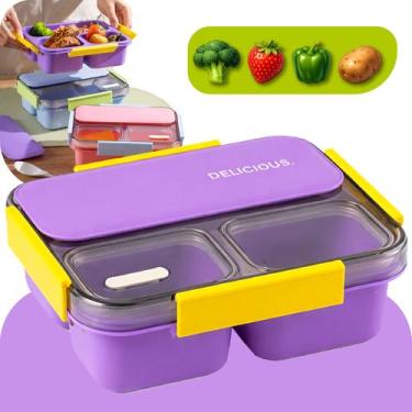 Imagem de Marmita Infantil Com 3 Divisórias Para Escola E Creche Tamanho Compact