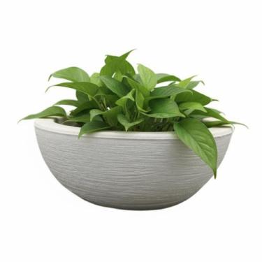 Imagem de Vaso de Planta Bacia Com Prato Escovado 2 Decorativo Cinza - CABANA DE