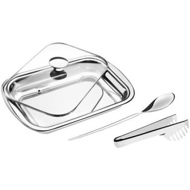 Imagem de Kit para Assar e Servir Tramontina Cosmos em Aço Inox com Tampa de Vid