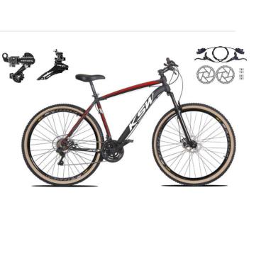 Imagem de   Bicicleta aro 29 Ksw Xlt 24v Câmbios Shimano Freios Hidráulicos Garfo com Suspensão Pneu Faixa Bege - Preto\Vermelho\Branco