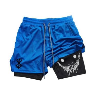 Imagem de Shorts Esportivos Masculinos 2 em 1 - Secagem Rápida para Corrida, Aca