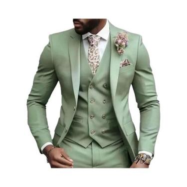 Imagem de Elegante Terno Rosa Slim Fit Para Casamento Masculino: Jaqueta, Colete