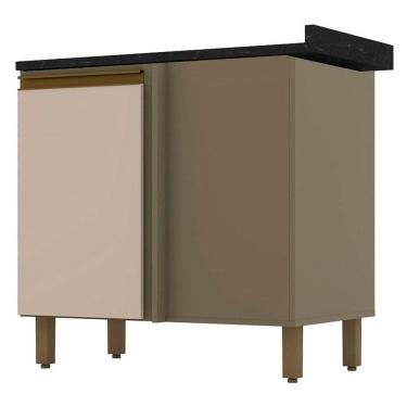 Imagem de Balcão de Cozinha Connect Canto Reto Duna Cristal com Tampo Nero – Henn