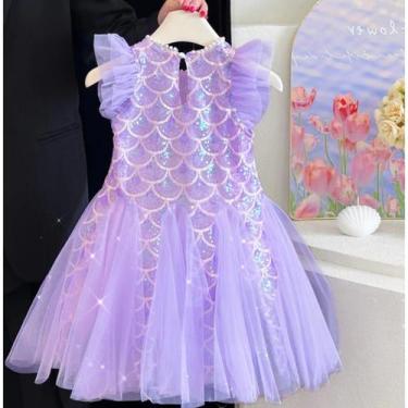 Imagem de Vestido Festa Infantil Aniversário Sereia Ariel Escamas Tule Tamanho:7