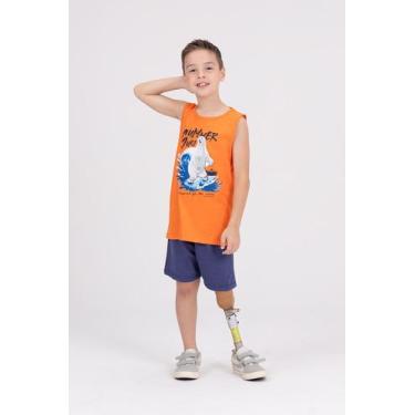 Imagem de Conjunto Regata Infantil Summer Surf Laranja - Vida Costeira Oficial, 