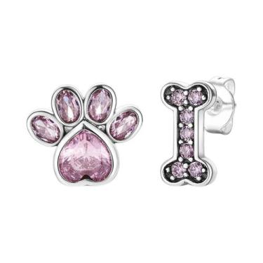 Imagem de Brincos De Prata Esterlina 925 Femininos Com Lua, Estrela E Gato, Joia