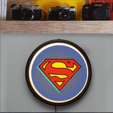 Imagem de Luminária de Parede Led Sign Superman Tpc para Decoração Temática Geek com Luz LED Bivolt 110-220V Vermelho