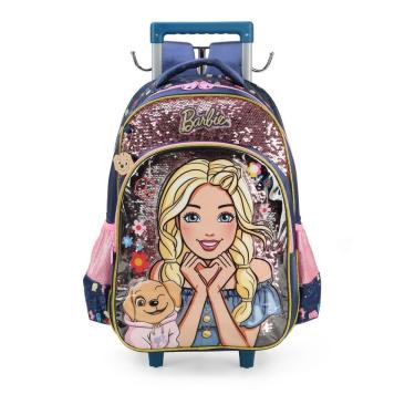 Imagem de Mochilete Escolar Luxcel IC39132BB com Barbie, Cachorrinha Honey e Paetês Brilhantes Azul