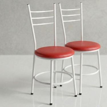 Imagem de Conjunto Kit 2 Cadeiras Metal Aço Cozinha Jantar Almofadada Jogo Gourm