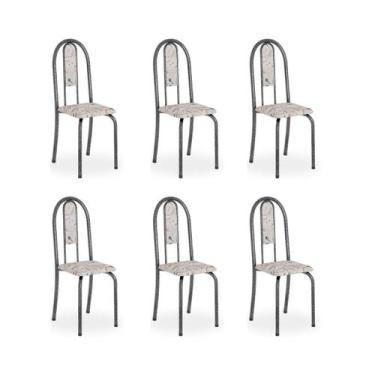 Imagem de Kit c/ 6 Cadeiras Isabel Mart Prata Botanic Bege - Top Decor