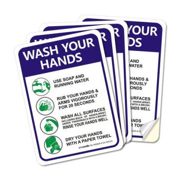 Imagem de Adesivos para lavar as mãos em áreas públicas e locais de trabalho x10