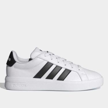 Imagem de Tênis Infantil Adidas Grand Court 3.0, Branco, Preto, 37
