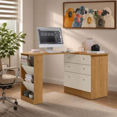 Imagem de Cômoda e Mesa de Escritório Retrátil Zoe Com 3 Gavetas - Loja Sheep, F