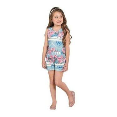 Imagem de Macacão Infantil Menina Criança Pantacourt Florido - ANJO DA MAMÃE, Ro