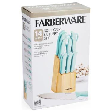 Imagem de Conjunto de blocos de facas de 14 peças Farberware com alças macias, c
