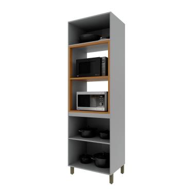 Imagem de Kit Forno Bari para 2 Aparelhos 4 Portas 4 Prateleiras em MDF 70cm Titânio Fosco Amoudi Indékes